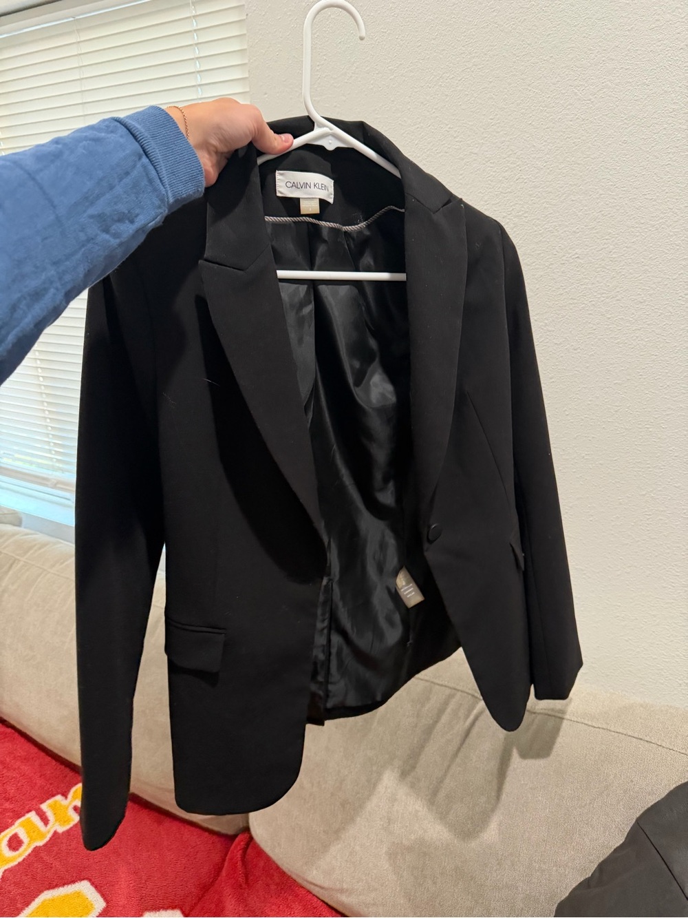 Calvin Klein womens Black Single-Breasted Blazer